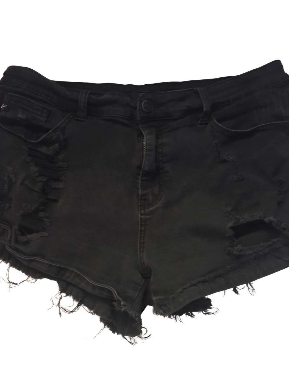 KanCan Black Distressed Cutoff Denim Shorts W13 30